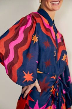 Farm Rio Graphic Scarves Lenzing™ Ecovero™ Viscose Midi Dress -Farm Rio Dress Shop 304157 03