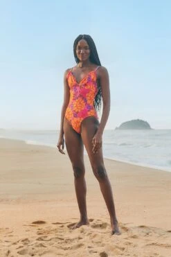 Farm Rio Pink Flowers Garden One Piece Swimsuit -Farm Rio Dress Shop 304286 02