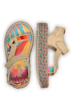 COLORFUL TOUCANS FLATFORM RAFFIA VELCRO SANDAL -Farm Rio Dress Shop 304695 04