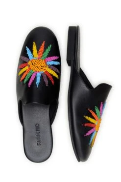 Black Sunshine Flat Mule -Farm Rio Dress Shop 304889 03