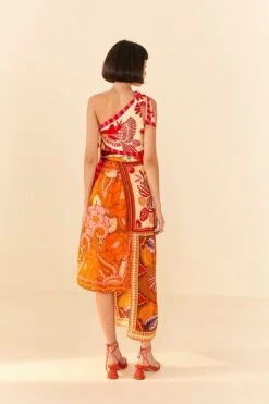 Farm Rio Forest Mixed Scarves Midi Dress -Farm Rio Dress Shop 305267 03