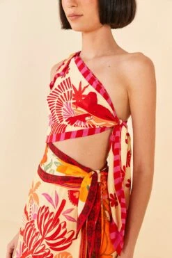 Farm Rio Forest Mixed Scarves Midi Dress -Farm Rio Dress Shop 305267 04