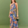 Farm Rio Blue Macaw Flight Lenzing™ Ecovero™ Viscose Midi Dress -Farm Rio Dress Shop 305297 01