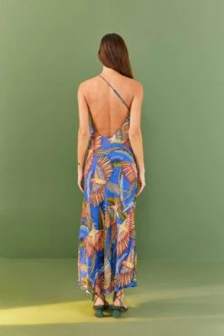 Farm Rio Blue Macaw Flight Lenzing™ Ecovero™ Viscose Midi Dress -Farm Rio Dress Shop 305297 03