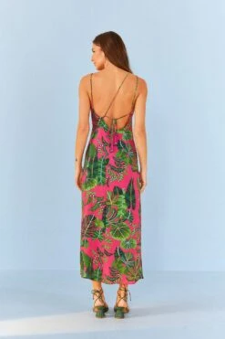 Farm Rio Pink Leaves Midi Dress -Farm Rio Dress Shop 305298 03
