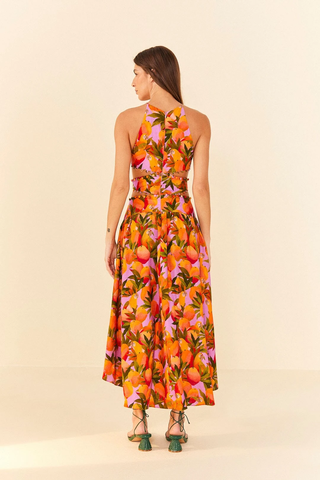 Farm Rio Lilac Mango Macaws Midi Dress 5 Farm Rio Lilac Mango Macaws Midi Dress - Image 3