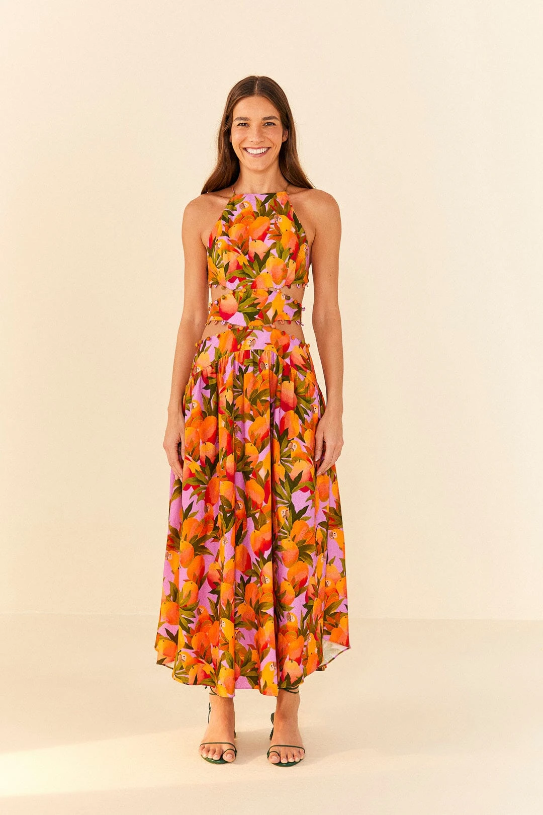 Farm Rio Lilac Mango Macaws Midi Dress 6 Farm Rio Lilac Mango Macaws Midi Dress - Image 4