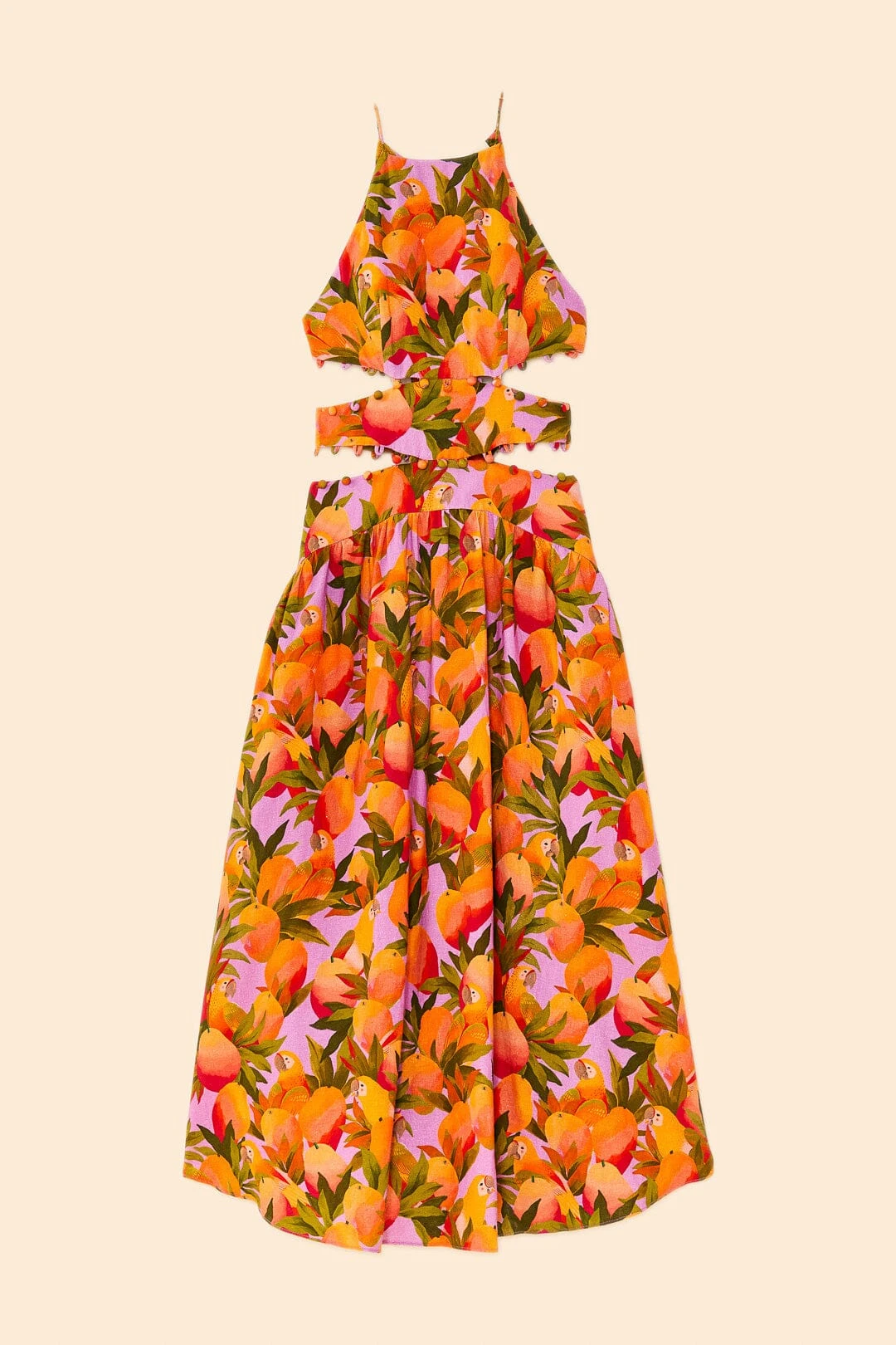 Farm Rio Lilac Mango Macaws Midi Dress 8 Farm Rio Lilac Mango Macaws Midi Dress - Image 6