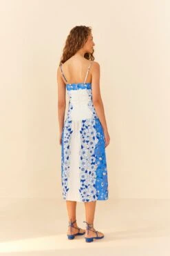 Farm Rio Blue Flower Stripes Midi Dress -Farm Rio Dress Shop 305348 03