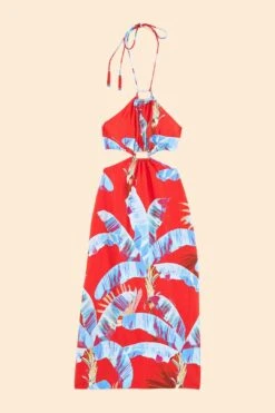 Farm Rio Red Sweet Jungle Cut Out Midi Dress -Farm Rio Dress Shop 305349 06