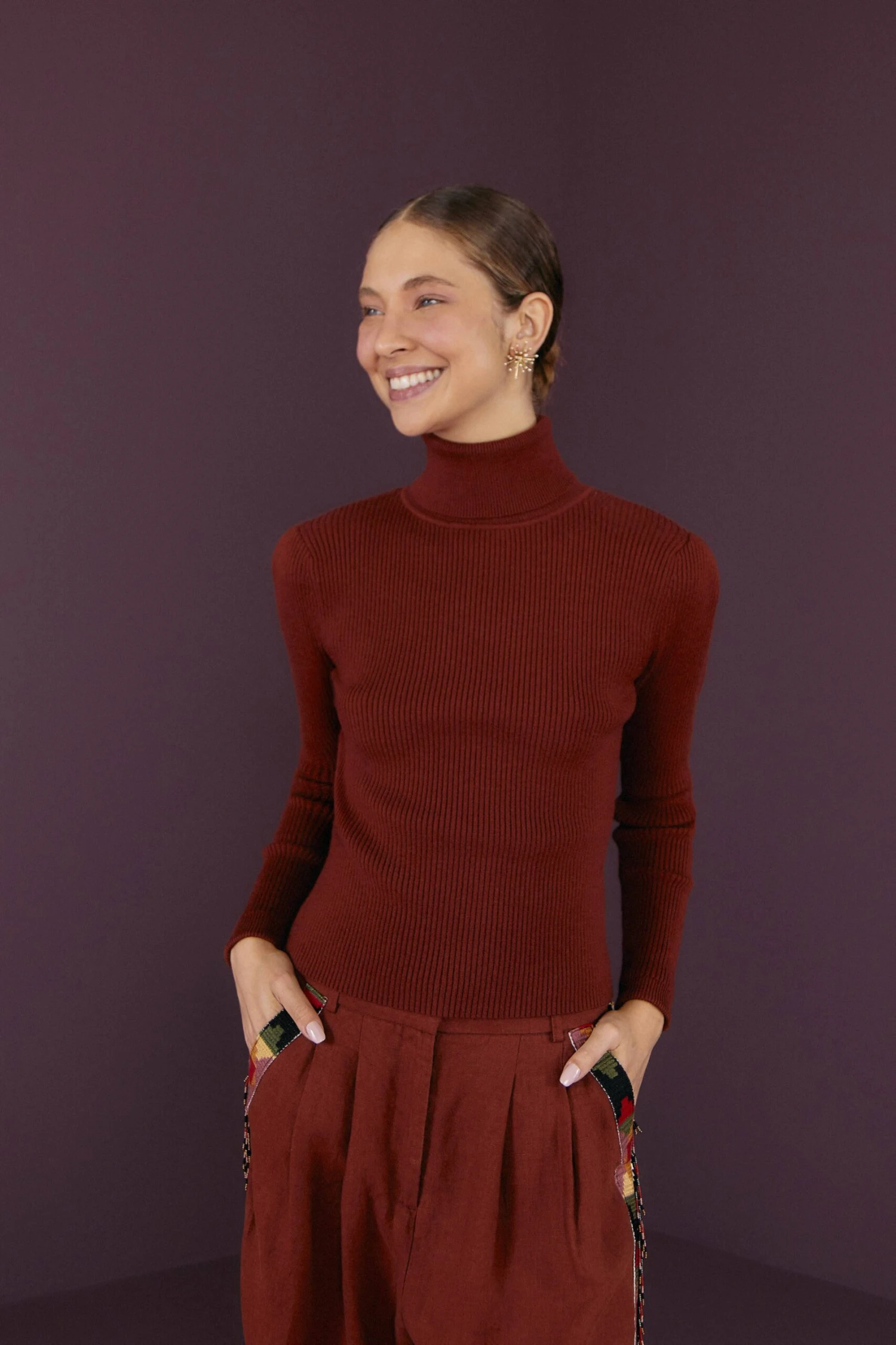 Farm Rio BROWN KNIT BLOUSE 3 Farm Rio BROWN KNIT BLOUSE