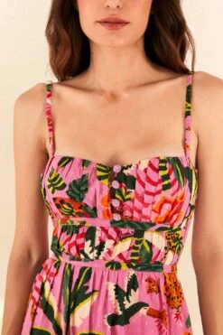 Pink Leopard Forest Midi Dress -Farm Rio Dress Shop 305796 03