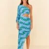 Farm Rio Green Copacabana Asymmetrical Midi Dress -Farm Rio Dress Shop 306071 01