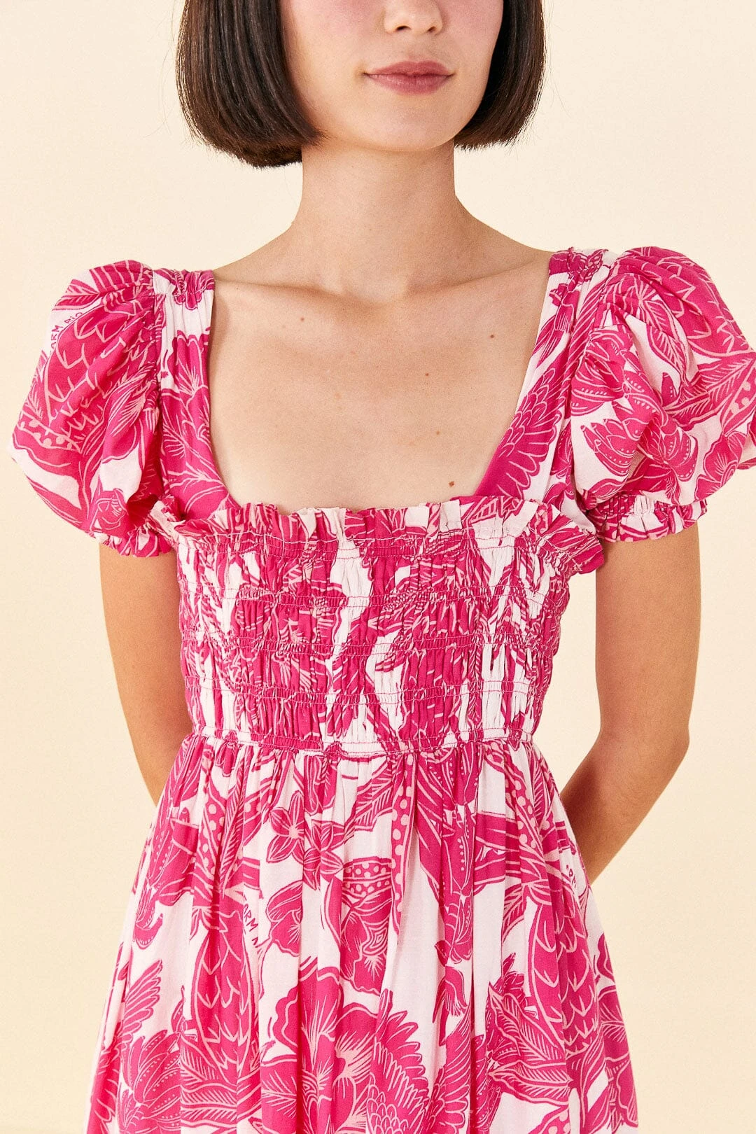 Farm Rio Pink Tropical Woodcut Maxi Dress 4 Farm Rio Pink Tropical Woodcut Maxi Dress - Image 2