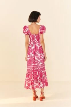 Farm Rio Pink Tropical Woodcut Maxi Dress 11 Farm Rio Pink Tropical Woodcut Maxi Dress -Farm Rio Dress Shop 306082 04