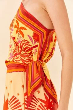 Farm Rio Forest Mixed Scarves Lenzing™ Ecovero™ Viscose Crop Top -Farm Rio Dress Shop 306093 04