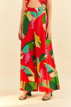 Farm Rio Red Heliconia Pants -Farm Rio Dress Shop 306100 03