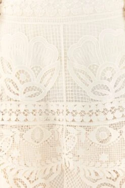 Farm Rio Off White Alucina Luz Guipire Midi Skirt -Farm Rio Dress Shop 306107 04