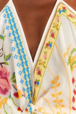 Farm Rio Grandma Gift Embroidered Halter Blouse -Farm Rio Dress Shop 306113 05