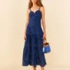 Deep Blue Palm Tree Richelieu Midi Dress -Farm Rio Dress Shop 306122 01