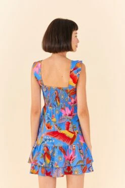 Farm Rio Blue Macaw Party Mini Dress -Farm Rio Dress Shop 306136 03
