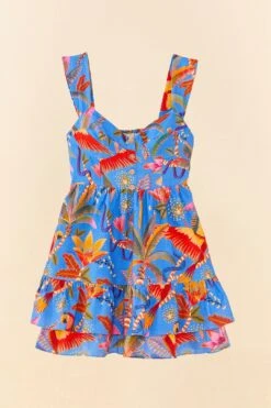 Farm Rio Blue Macaw Party Mini Dress -Farm Rio Dress Shop 306136 05