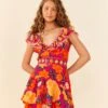 Farm Rio Pink Flowers Tapestry Mini Dress -Farm Rio Dress Shop 306144 01