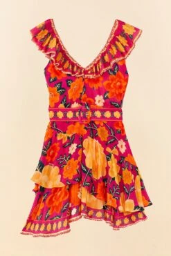 Farm Rio Pink Flowers Tapestry Mini Dress -Farm Rio Dress Shop 306144 06