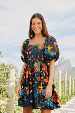 Farm Rio Zodiac Organic Cotton Mini Dress