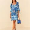 Farm Rio Blue Full Of Flowers Mini Dress -Farm Rio Dress Shop 306152 01