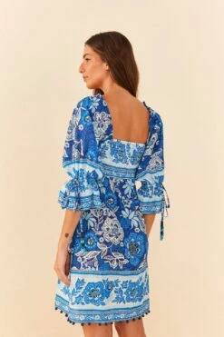 Farm Rio Blue Full Of Flowers Mini Dress -Farm Rio Dress Shop 306152 03