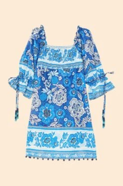 Farm Rio Blue Full Of Flowers Mini Dress -Farm Rio Dress Shop 306152 06