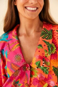 Farm Rio Mixed Warm Prints Organic Cotton Mini Dress -Farm Rio Dress Shop 306155 03