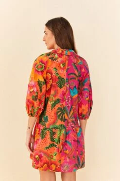 Farm Rio Mixed Warm Prints Organic Cotton Mini Dress -Farm Rio Dress Shop 306155 04