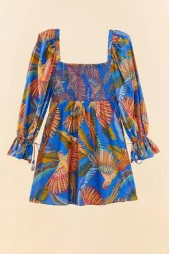 Farm Rio Blue Macaw Flight Mini Dress 13 Farm Rio Blue Macaw Flight Mini Dress -Farm Rio Dress Shop 306161 06