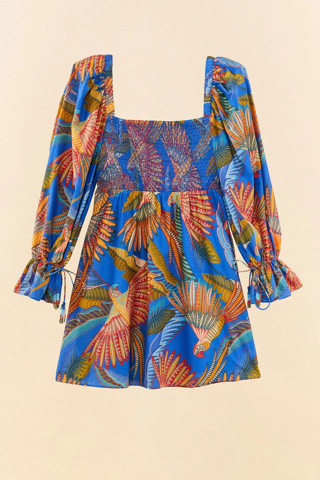 Farm Rio Blue Macaw Flight Mini Dress 8 Farm Rio Blue Macaw Flight Mini Dress - Image 6