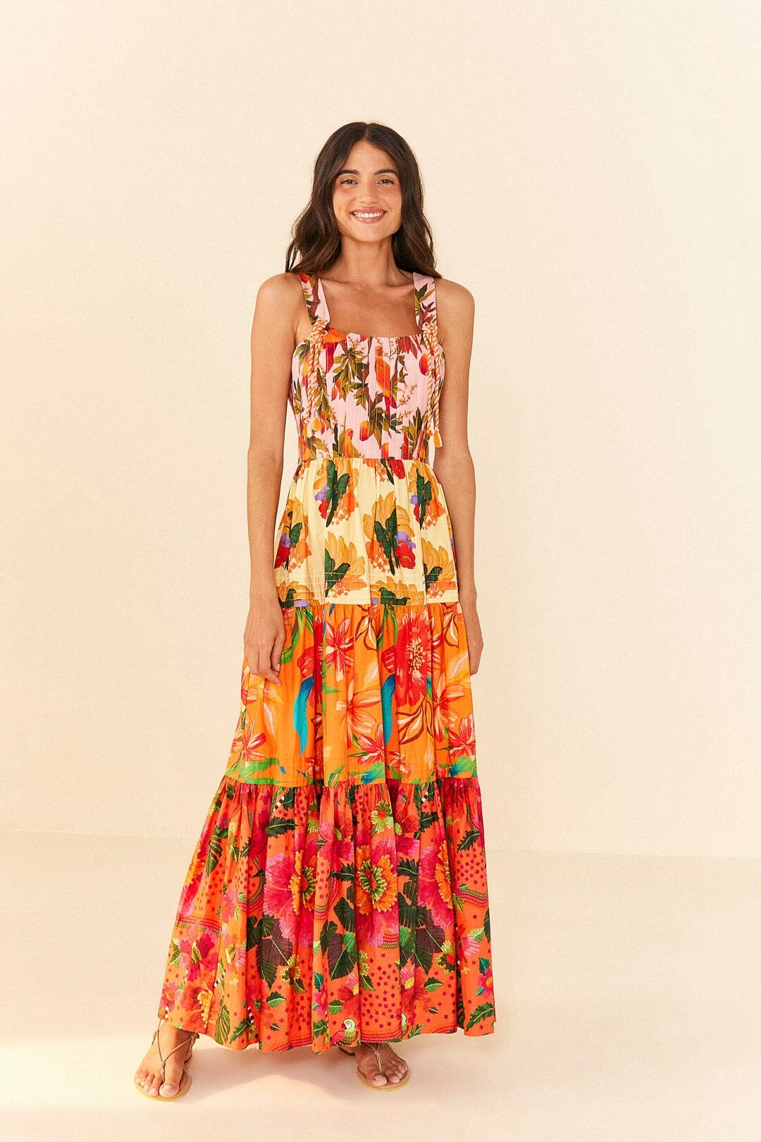 Farm Rio Mixed Warm Prints Organic Cotton Maxi Dress 3 Farm Rio Mixed Warm Prints Organic Cotton Maxi Dress