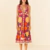 Farm Rio Pink Flower Tapestry Midi Dress -Farm Rio Dress Shop 306173 02