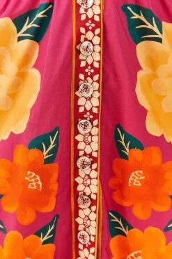 Farm Rio Pink Flower Tapestry Midi Dress -Farm Rio Dress Shop 306173 05