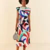 Farm Rio Colorful Monstera Organic Cotton T-Shirt Dress -Farm Rio Dress Shop 306175 01