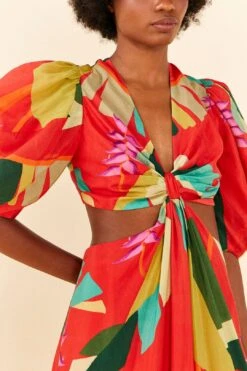 Farm Rio Red Heliconia Midi Dress -Farm Rio Dress Shop 306185 02