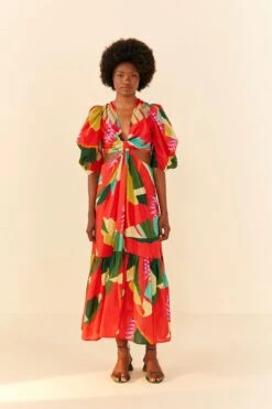 Farm Rio Red Heliconia Midi Dress -Farm Rio Dress Shop 306185 04