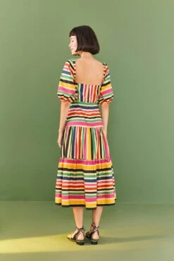 Farm Rio Rainbow Stripes Midi Dress -Farm Rio Dress Shop 306188 04