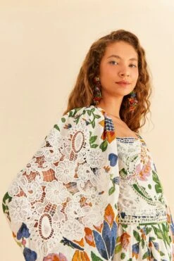 Farm Rio White Summer Garden Midi Dress -Farm Rio Dress Shop 306202 03