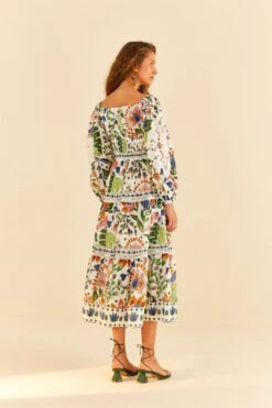 Farm Rio White Summer Garden Midi Dress -Farm Rio Dress Shop 306202 04
