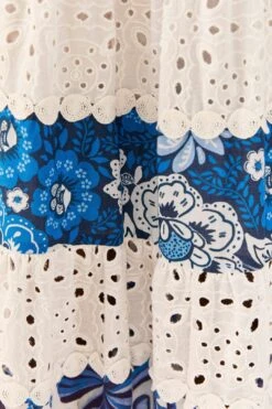 Farm Rio Mixed White And Blue Prints Maxi Dress -Farm Rio Dress Shop 306205 04