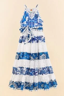 Farm Rio Mixed White And Blue Prints Maxi Dress -Farm Rio Dress Shop 306205 05