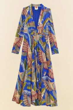 Farm Rio Blue Macaw Flight Maxi Dress 11 Farm Rio Blue Macaw Flight Maxi Dress -Farm Rio Dress Shop 306211 05