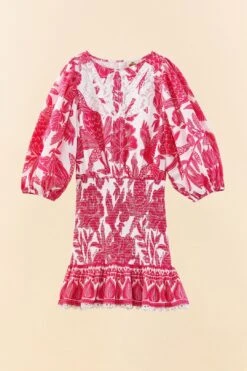 Farm Rio Pink Tropical Woodcut Mini Dress -Farm Rio Dress Shop 306220 06
