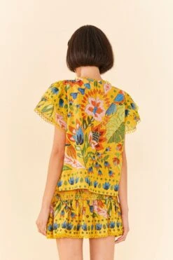 Farm Rio Yellow Summer Garden Blouse -Farm Rio Dress Shop 306228 04